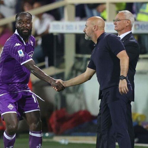 M'Bala Nzola avec son entraîneur fétiche Vincenzo Italiano (Photo Viola News)